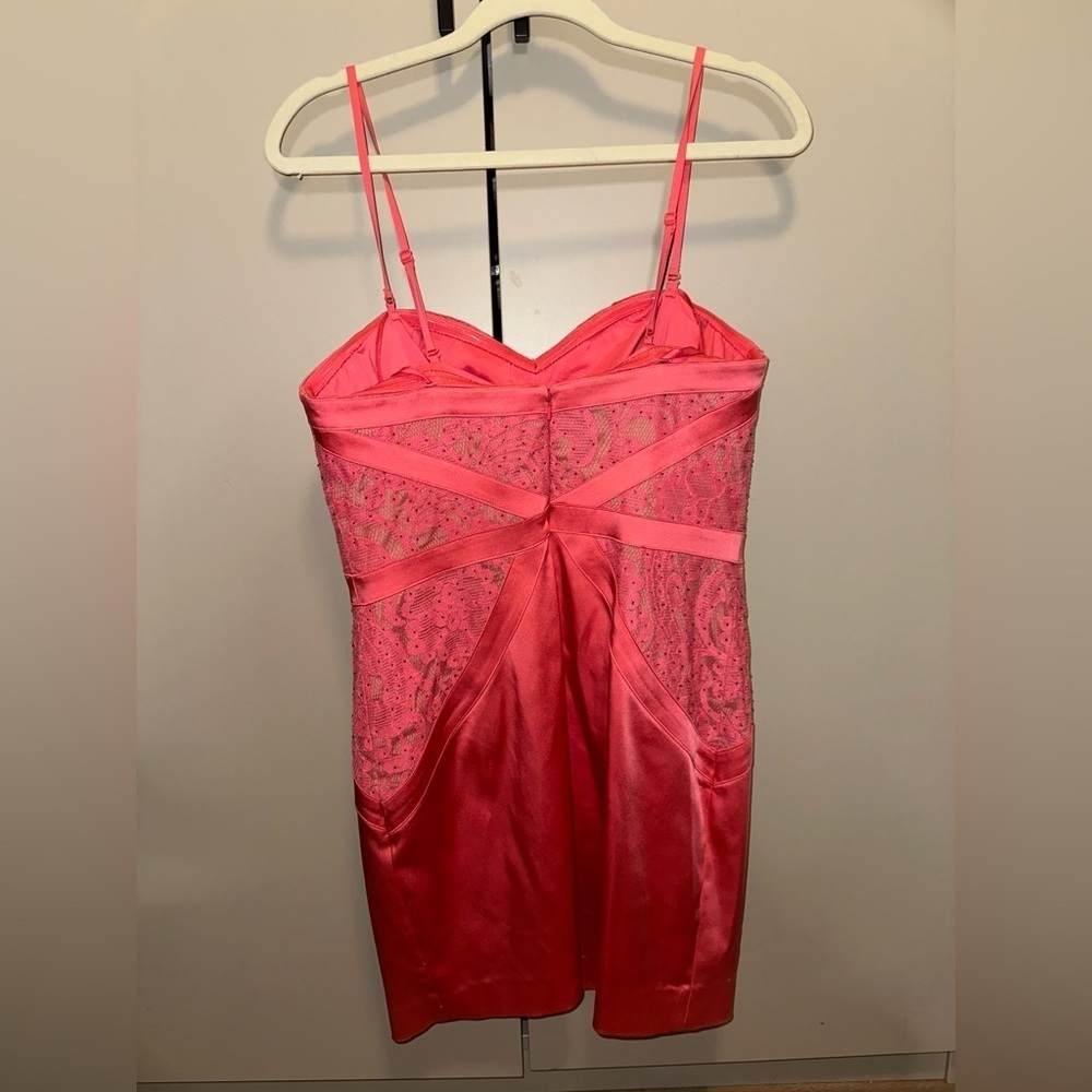 Aidan Mattox Pink Lace Coral Bodycon Dress Size 10 - Picture 4 of 4
